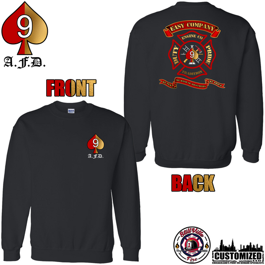 Aurora Fire Dept. "Engine Co. 9" Gildan Crewneck Sweatshirt - Black