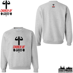 Church of Gains "OG" Style2 Crewneck Sweatshirt - Sport Grey (5 Print Options)