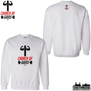 Church of Gains "OG" Style2 Crewneck Sweatshirt - White (5 Print Options)