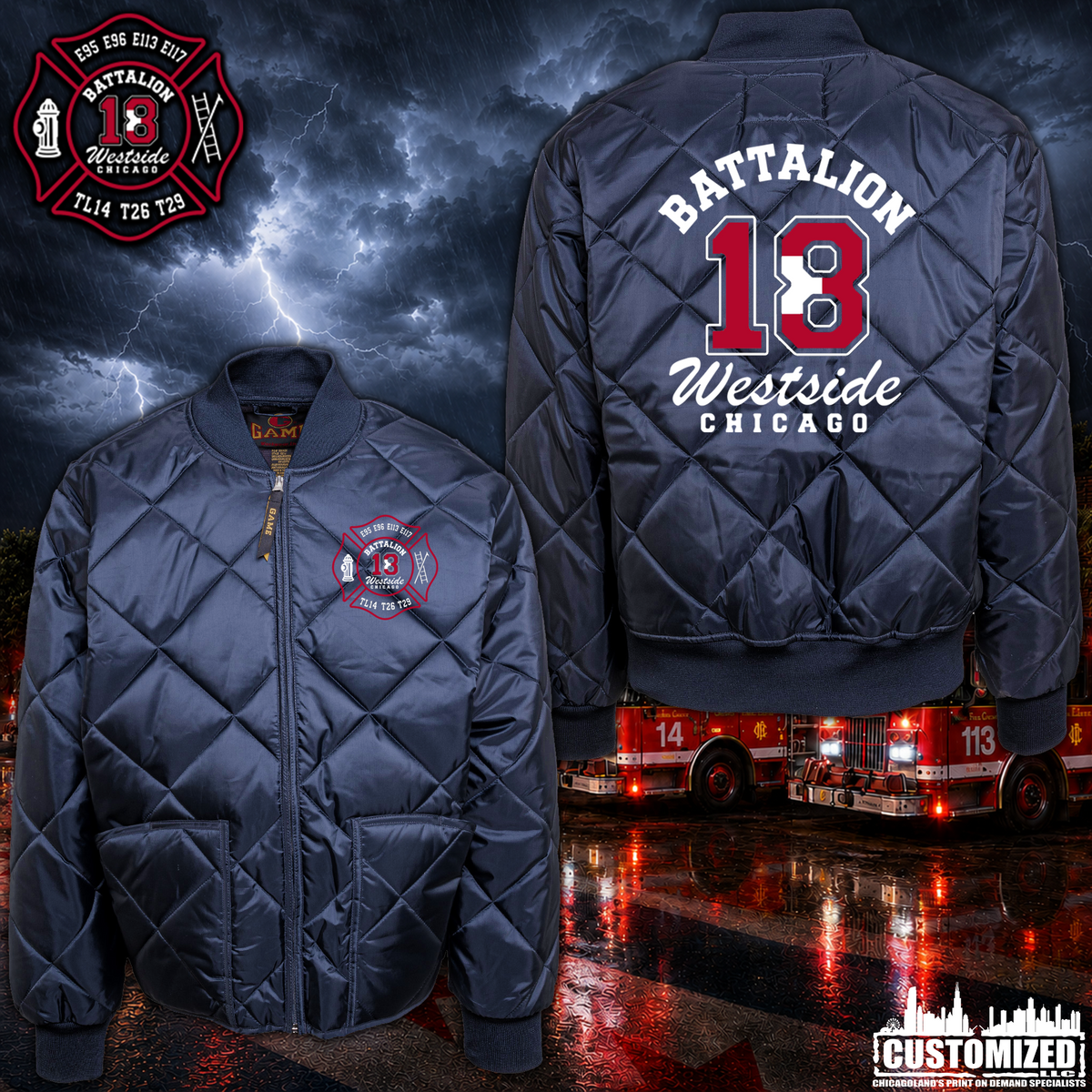 CFD Batt 18 Embroidered Game Workwear Bravest Jacket - Navy