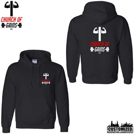Church of Gains "OG" Style1 Pullover Hoodie - Black (5 Print Options)