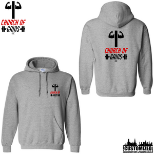 Church of Gains "OG" Style1 Pullover Hoodie - Sport Grey (5 Print Options)