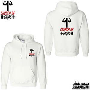 Church of Gains "OG" Style1 Pullover Hoodie - White (5 Print Options)