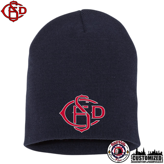 CSFD Navy Embroidered 8.5" Beanie- 3 Logo Options