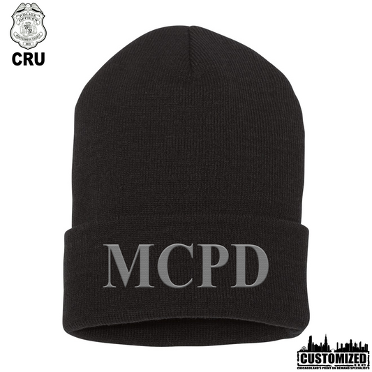 MCPD Embroidered 12" Cuffed Beanie - Black