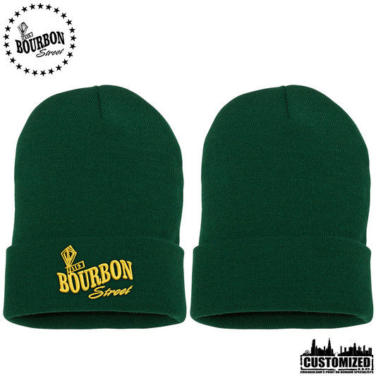 115 Bourbon Street Employee St. Patrick's Day Embroidered Cuffed Beanie – Green