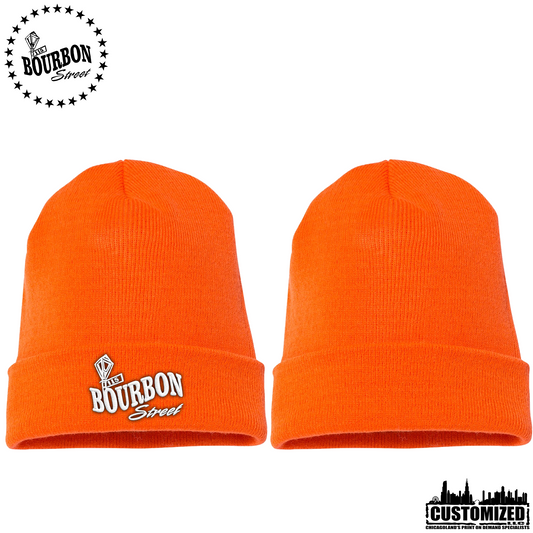 115 Bourbon Street Employee St. Patrick's Day Embroidered Cuffed Beanie – Orange