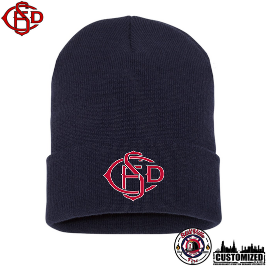 CSFD Navy Embroidered 12" Cuffed Beanie- 3 Logo Options