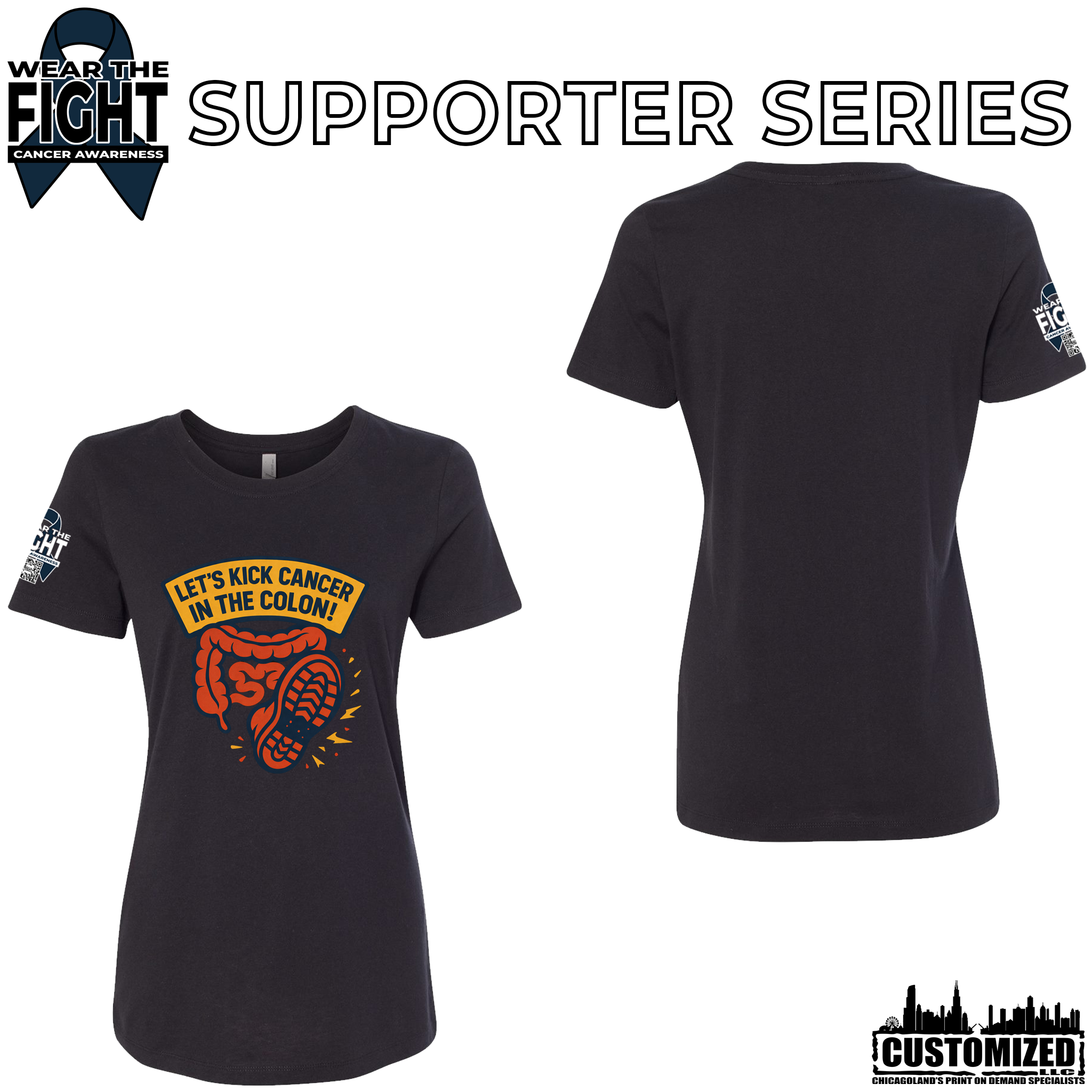 Let's Kick Cancer in the Colon Women's Short Sleeve - Black