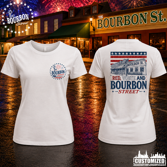 115 Bourbon Street America 250 Women's Short Sleeve - White