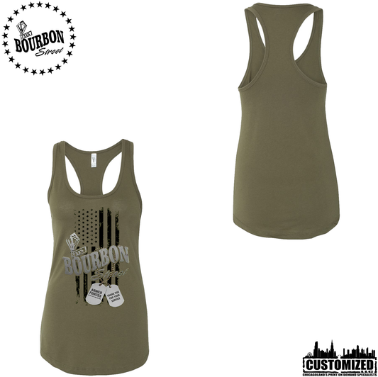 115 Bourbon Street Employee Freedom Tribute Women's Racerback Tank - Military Green