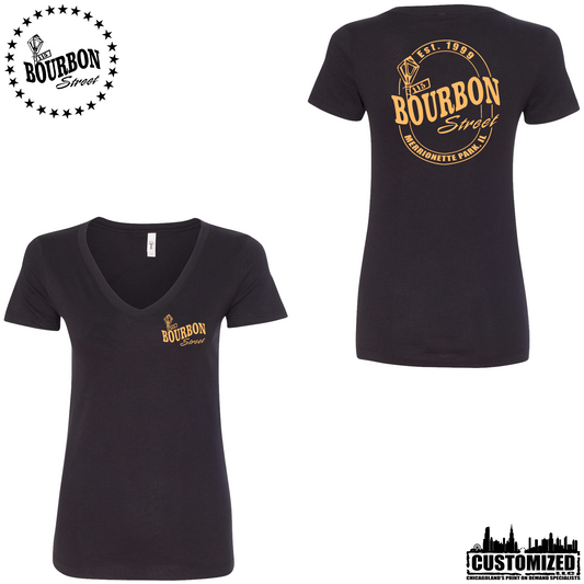 115th Bourbon Street Employee Women's V-Neck Short Sleeve - Black