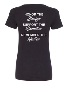 100 Club "Honor-Support-Remember" Women's V-Neck Shirt - Black