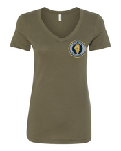 Load image into Gallery viewer, 100 Club &quot;Honor-Support-Remember&quot; Women&#39;s V-Neck Shirt - Military Green