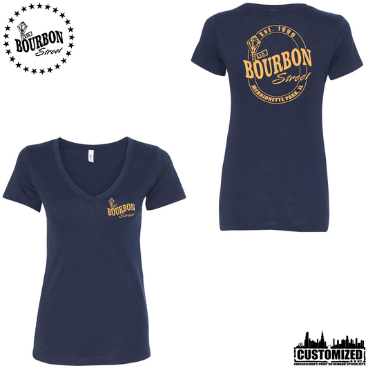 115th Bourbon Street Employee Women's V-Neck Short Sleeve - Midnight Navy