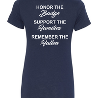 100 Club "Honor-Support-Remember" Women's V-Neck Shirt - Navy