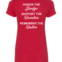 100 Club "Honor-Support-Remember" Women's V-Neck Shirt - Red