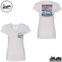 115 Bourbon Street America 250 Women's V-Neck - White