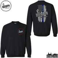 115 Bourbon Street Chicago Edition Thin Blue Line Unisex Crewneck Sweatshirt - Black
