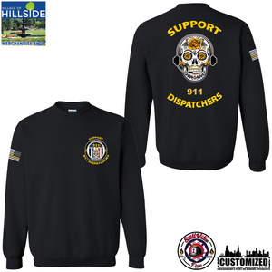 Village of Hillside "Support 911 Dispatchers" Gildan Crewneck Sweatshirt - Black