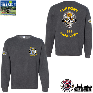 Village of Hillside "Support 911 Dispatchers" Gildan Crewneck Sweatshirt - Dark Heather