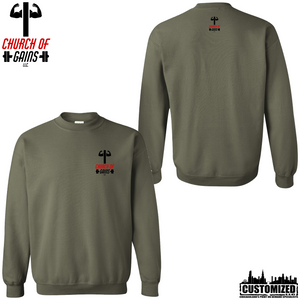 Church of Gains "OG" Style1 Crewneck Sweatshirt - Military Green (5 Print Options)