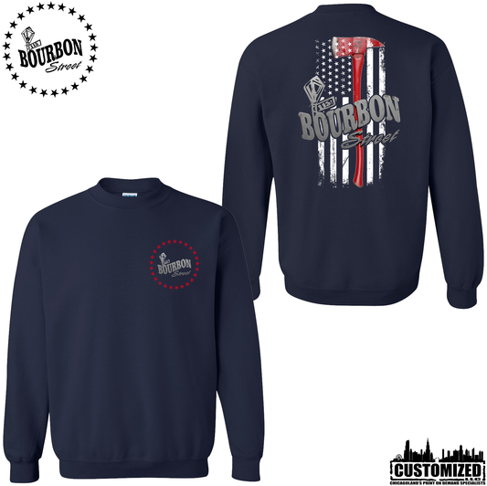 115 Bourbon Street Employee Thin Red Line Unisex Crewneck Sweatshirt - Navy