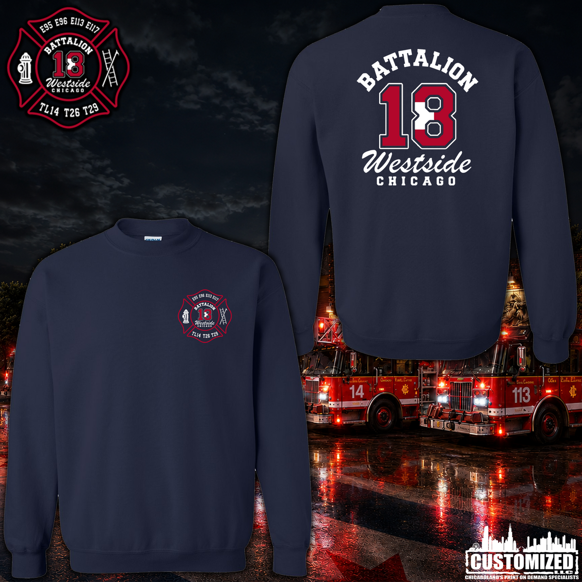 CFD Batt 18 Crewneck Sweatshirt - Navy