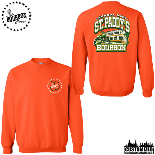 115 Bourbon Street St. Patrick's Day Crewneck Sweatshirt - Orange