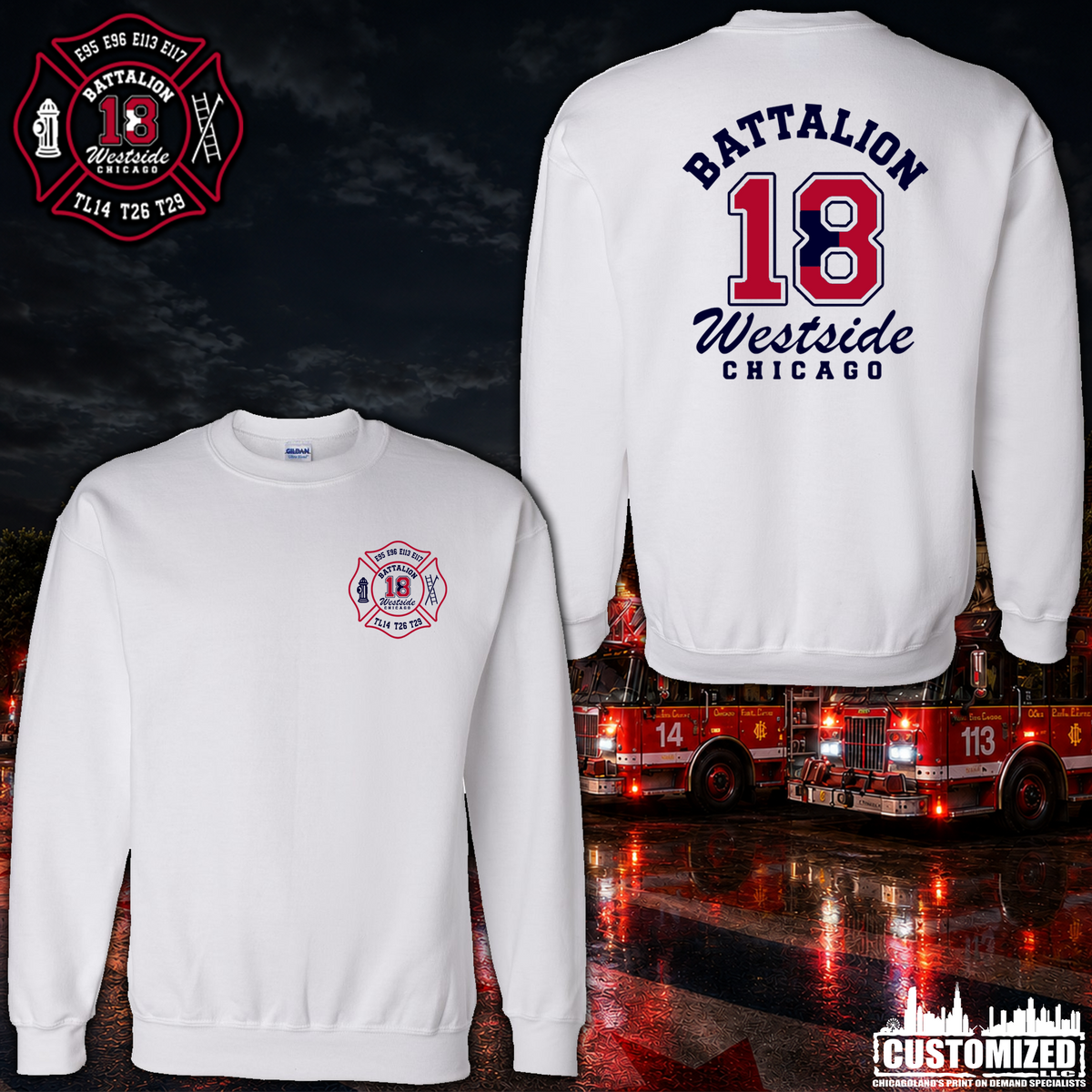 CFD Batt 18 Crewneck Sweatshirt - White
