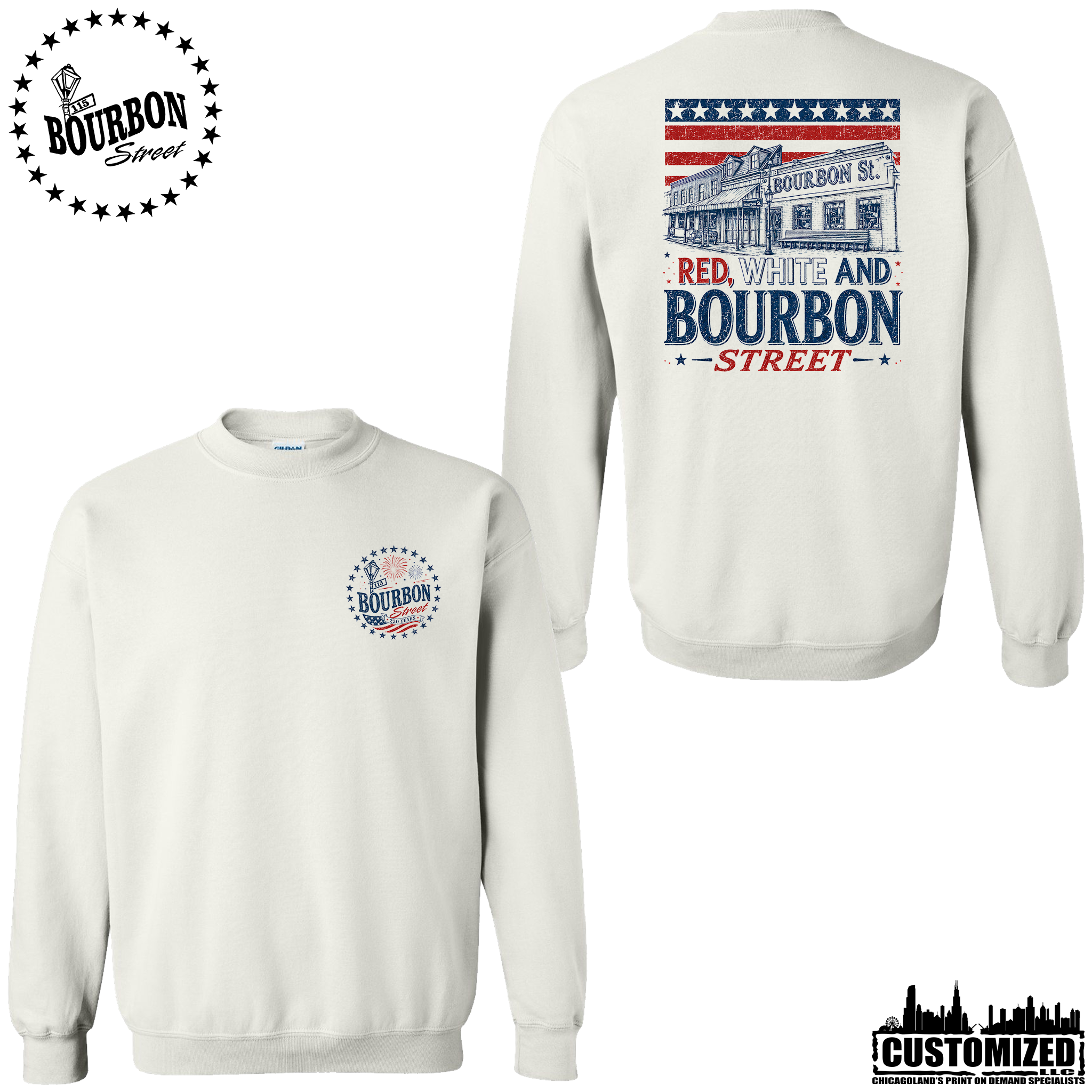 115 Bourbon Street America 250 Unisex Crewneck Sweatshirt - White
