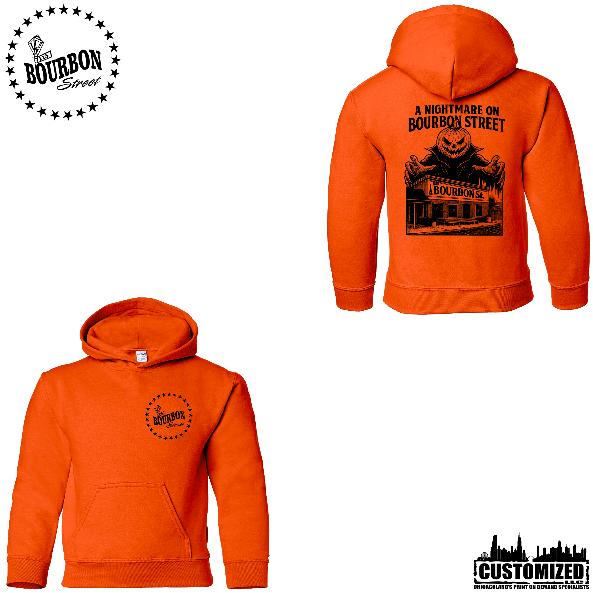 115th Bourbon Street H2025 YOUTH Pullover Hoodie - Orange