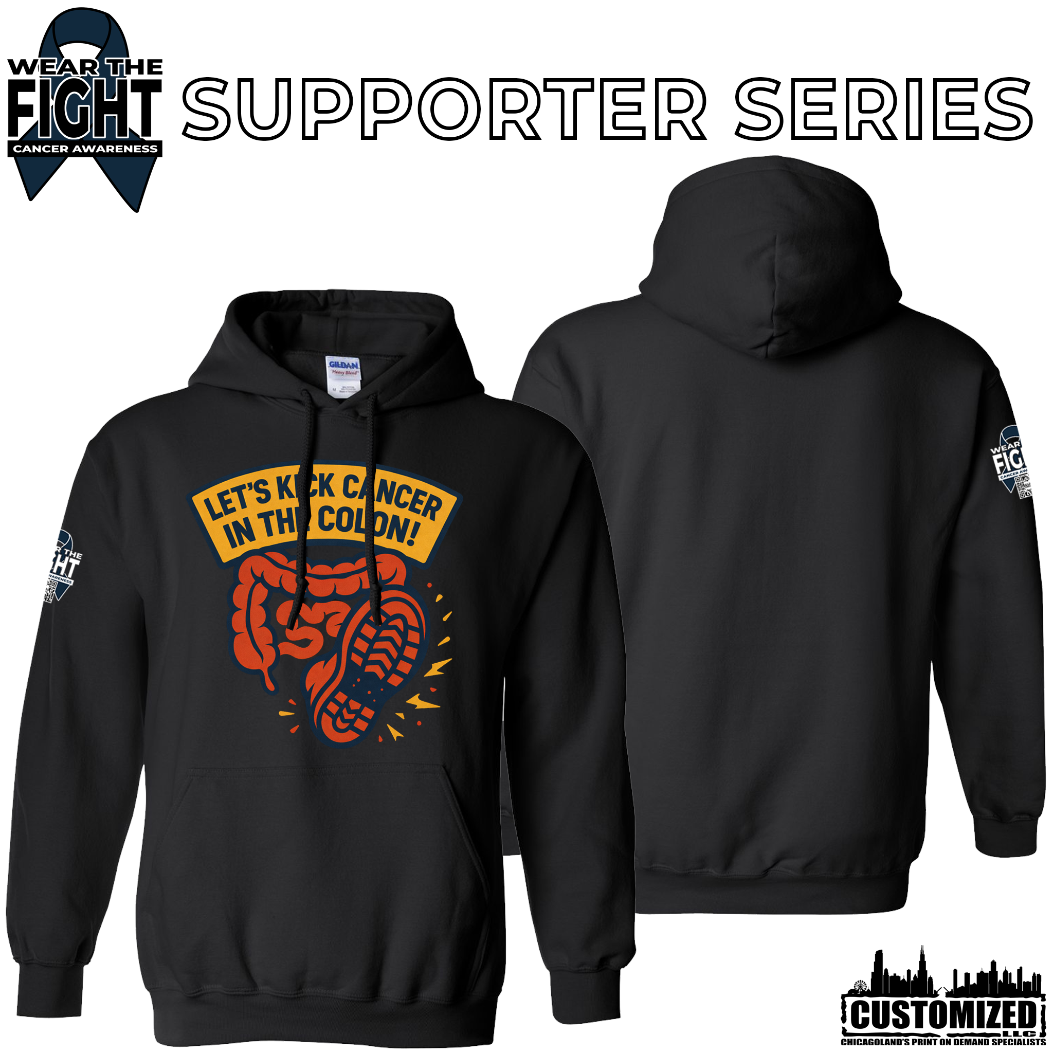 Let's Kick Cancer in the Colon Pullover Hoodies - Black