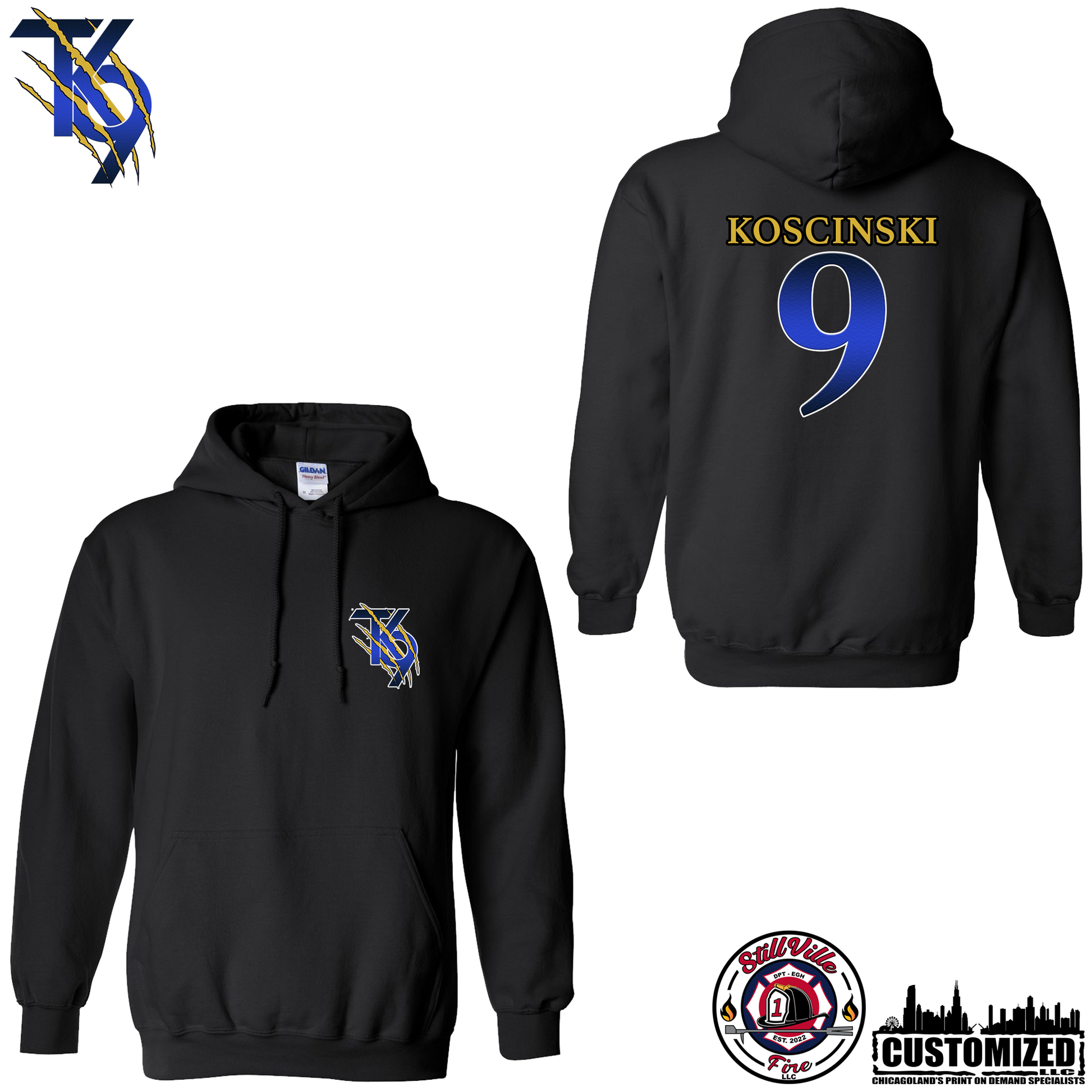 TK9 Pullover Hoodie "Style2" - Black