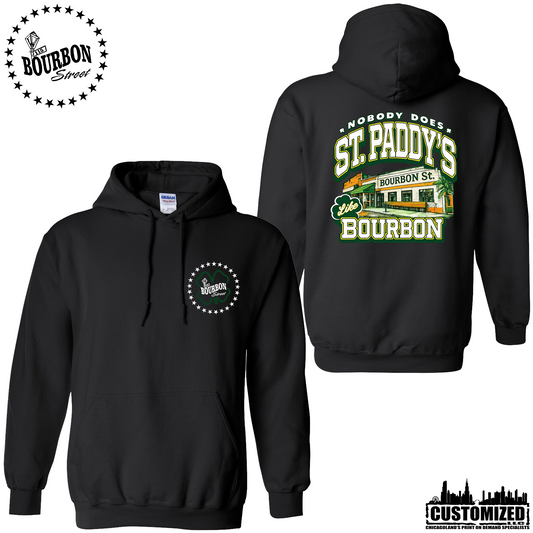 115 Bourbon Street St. Patrick's Day Unisex Hooded Sweatshirt - Black