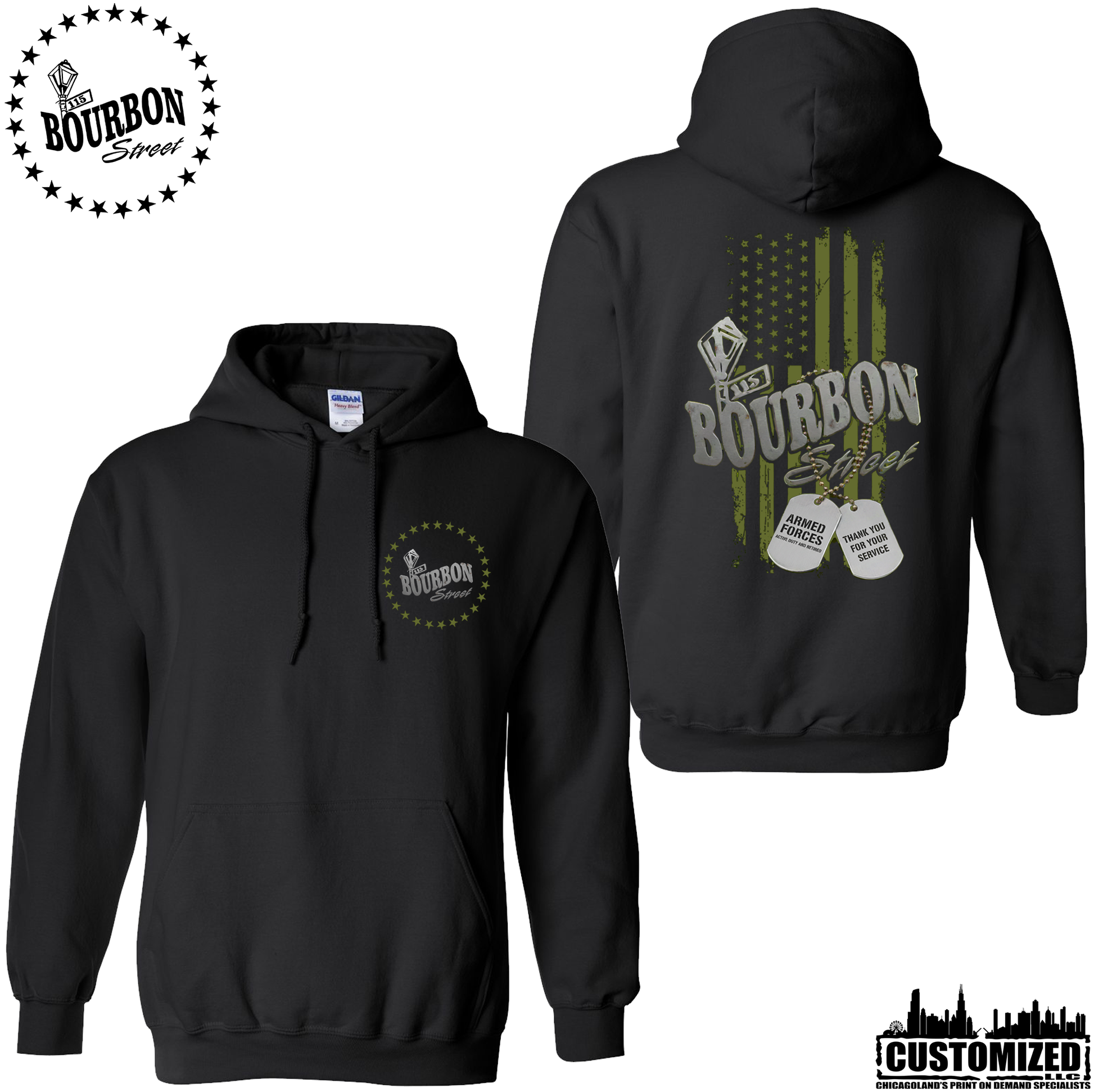 115 Bourbon Street Freedom Tribute Unisex Hooded Sweatshirt - Black