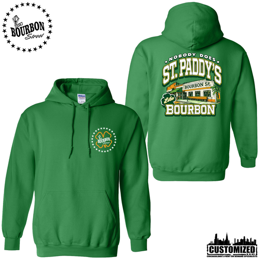 115 Bourbon Street Employee St. Patrick's Day Unisex Hooded Sweatshirt - Irish Green