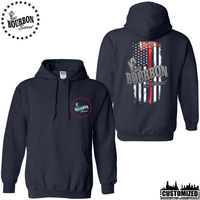 115 Bourbon Street Chicago Edition Thin Red Line Unisex Hooded Sweatshirt - Navy
