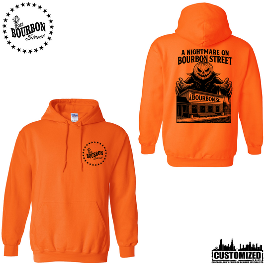 115th Bourbon Street H2025 Unisex Pullover Hoodie - Safety Orange