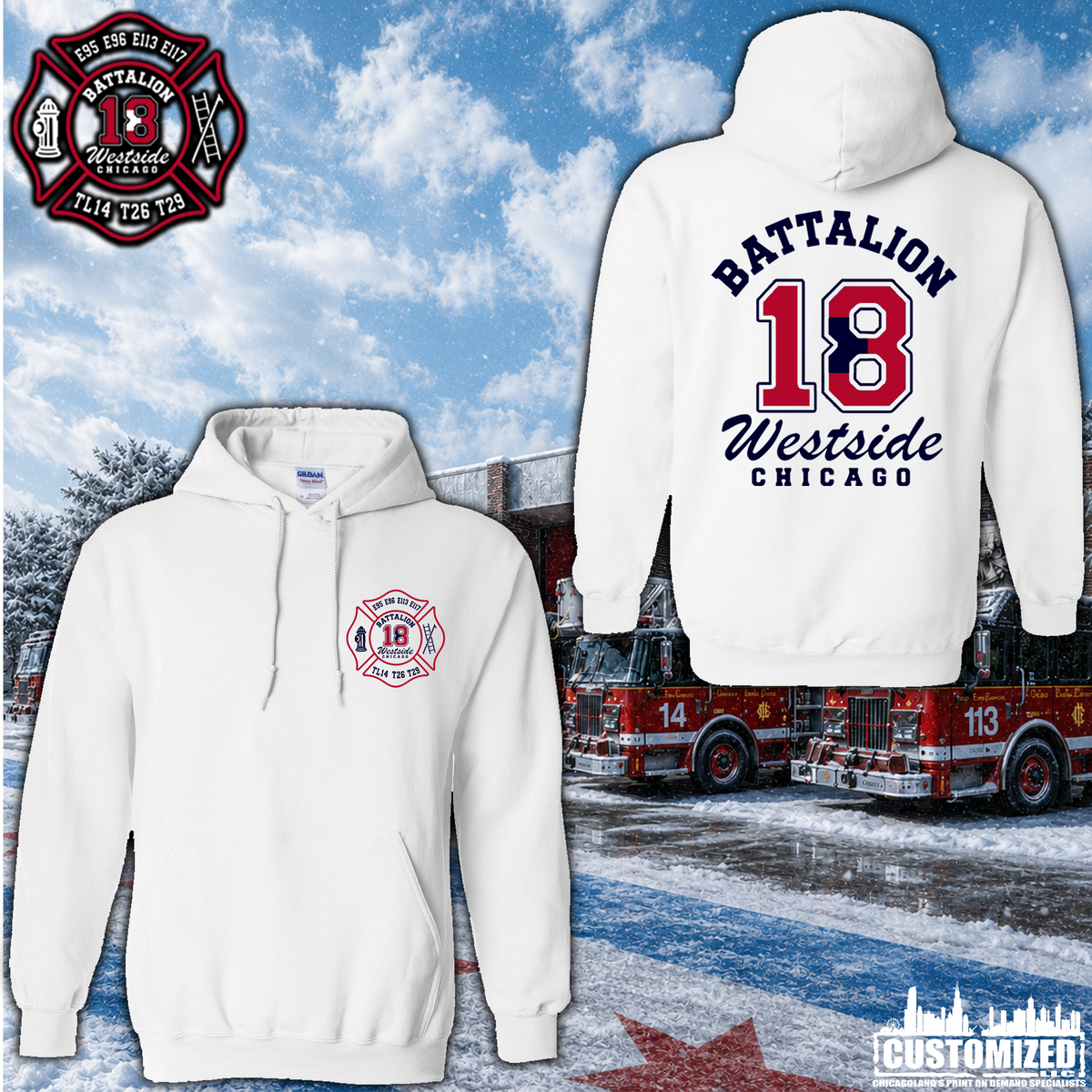 CFD Batt 18 Pullover Hoodie - White