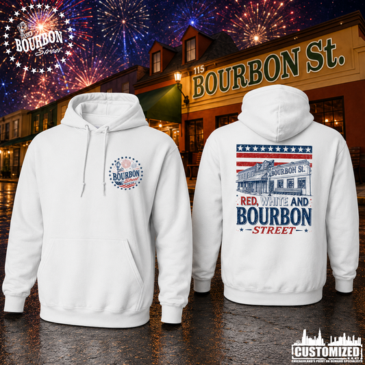 115 Bourbon Street America 250 Unisex Hooded Sweatshirt - White