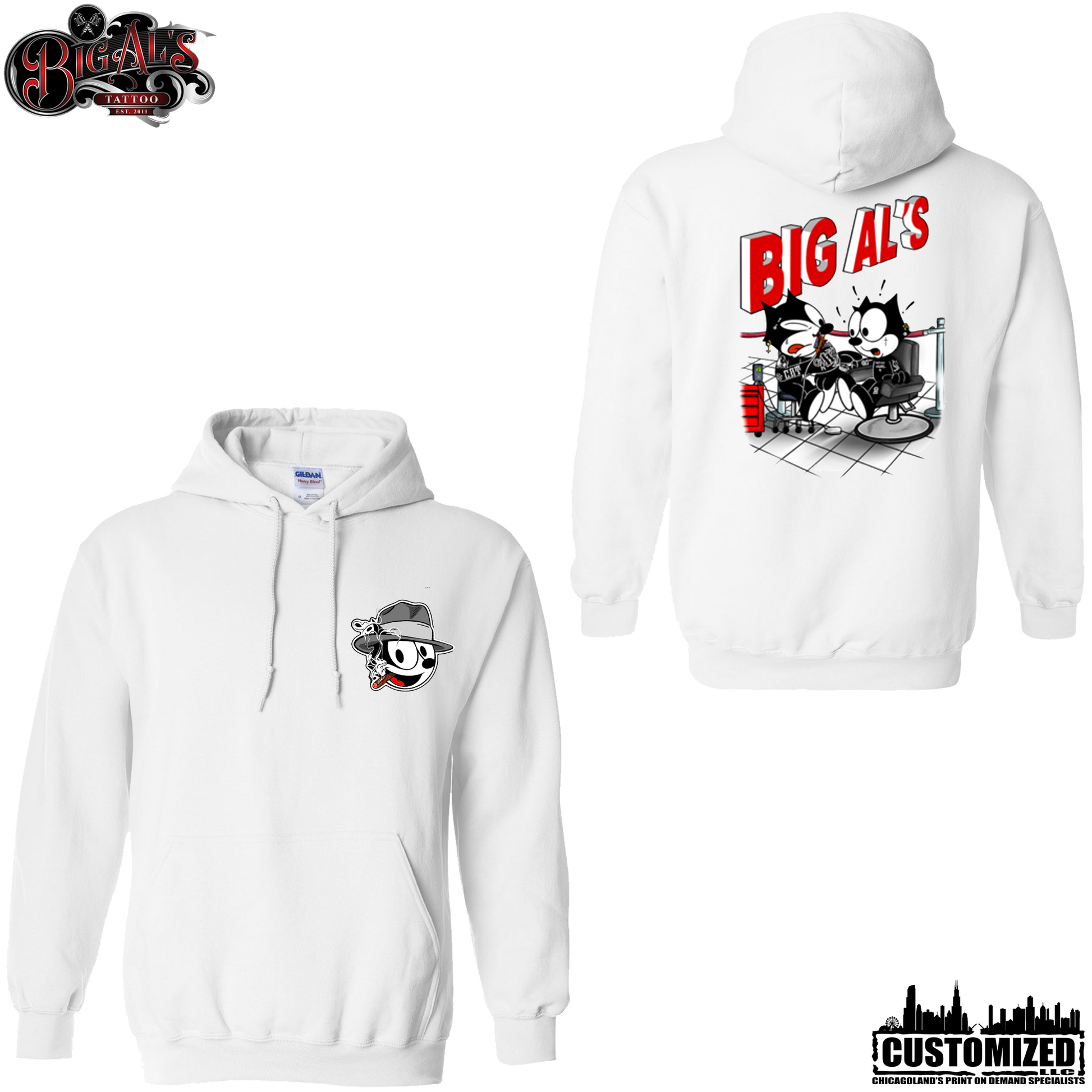 Big Al's Tattoo "Neek" Pullover Hoodie - White