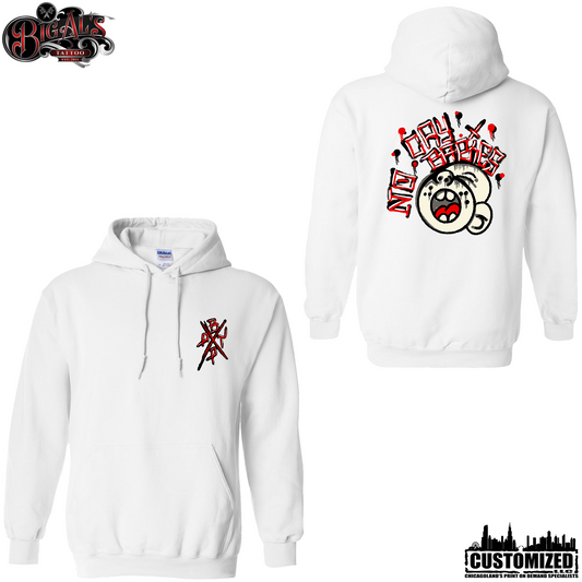 Big Al's Tattoo "No Cry Babies" Pullover Hoodie - White