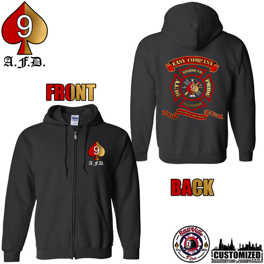 Aurora Fire Dept. "Engine Co. 9" Gildan Zip-up - Black