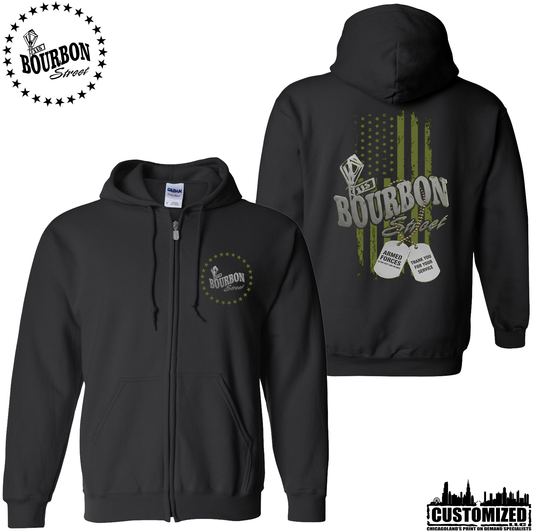 115 Bourbon Street Employee Freedom Tribute Unisex Full Zip Hoodie - Black