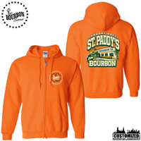 115 Bourbon Street St. Patrick's Day Unisex Full Zip Hoodie - Safety Orange