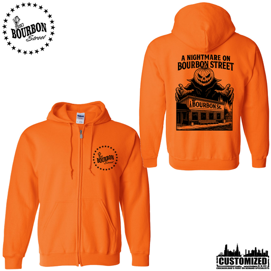 115th Bourbon Street H2025 Unisex Full Zip Hoodie - Safety Orange