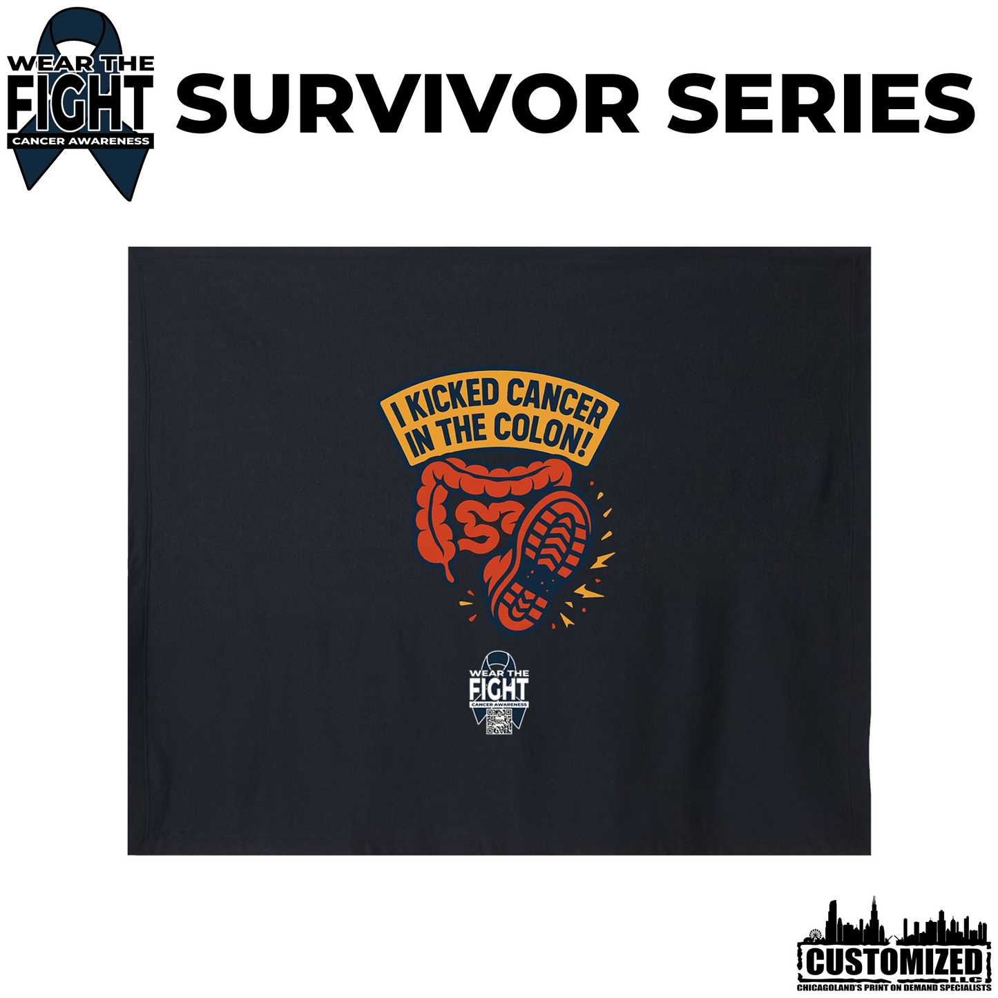 I Kicked Cancer in the Colon Stadium Blanket - Black