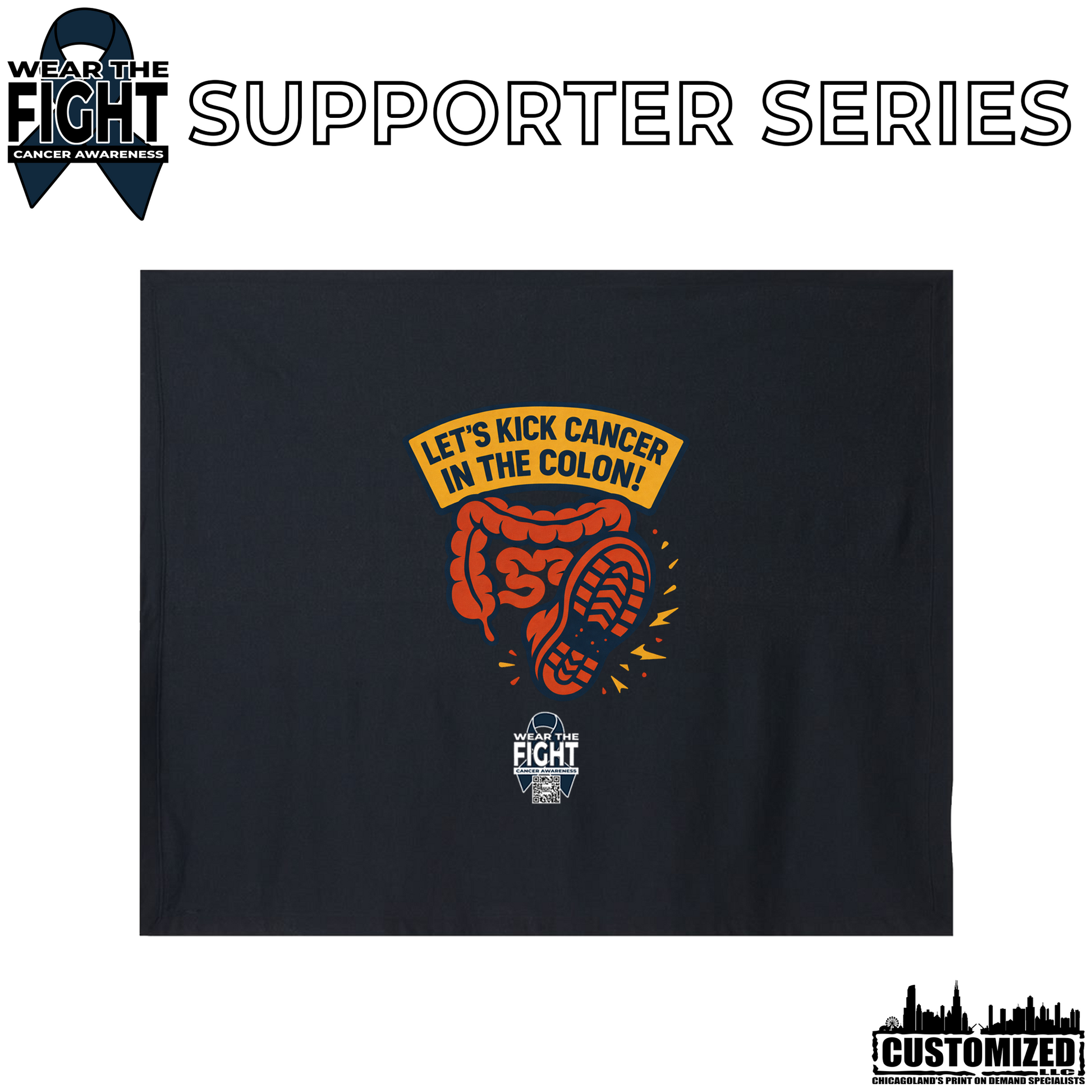 Let's Kick Cancer in the Colon Stadium Blanket - Black