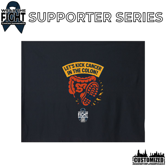 Let's Kick Cancer in the Colon Stadium Blanket - Black
